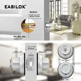 3*E4 EASILOK (Zinc Alloy)Deadbolt Lock, Silver, Twist to Lock Keyless with Night Latch & Anti-Mislock Button, Security Child Safety Lock