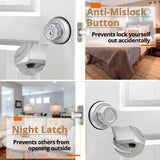 EASILOK E4 (Zinc Alloy)Deadbolt Lock, Silver, Twist to Lock Keyless with Night Latch & Anti-Mislock Button, Security Child Safety Lock