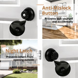 EASILOK E4 (Zinc Alloy)Deadbolt Lock, Black, Twist to Lock Keyless with Night Latch & Anti-Mislock Button, Security Child Safety Lock