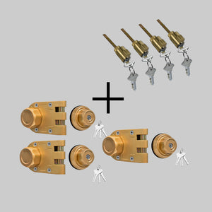 4*E2 cyliders(Schlage keyway) +AIsecure 3*A9(Schlage keyway) Jimmy Proof Lock Keyed alike combo,  with Night Latch & Anti-Mislock Button