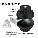 EASILOK E2(Dimple Keyway) with Keyed Alike Combo, Twist to Lock Deadbolt Lock Keyless with Night Latch & Anti-Mislock Button, Black