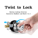 EASILOK 2*E2（1*brass E2+1*silver E2, SC Keyway) with Keyed Alike Combo, Twist to Lock Deadbolt Lock Keyless with Night Latch & Anti-Mislock Button