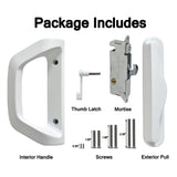 EASILOK A10 Sliding Patio Door Handle Set, Matte White