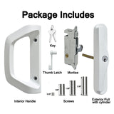 EASILOK A10 Sliding Patio Door Lock （with cylinder) , Matte White