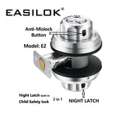 EASILOK E2 SC keyway(Schlage keyway),Twist to Lock Deadbolt Lock Keyless with Night Latch & Anti-Mislock Button, Security Child Safety Lock, black