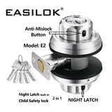 EASILOK 2*E2 with Keyed Alike Combo, Twist to Lock Deadbolt Lock Keyless with Night Latch & Anti-Mislock Button