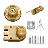 AIsecure 2*A9（1*brass+1*silver, Schlage keyway）Jimmy Proof Lock SC keyway, with Night Latch & Anti-Mislock Button ,brass