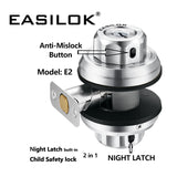 EASILOK E2 ,Twist to Lock Deadbolt Lock Keyless with Night Latch & Anti-Mislock Button, Security Child Safety Lock