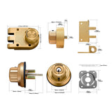 AIsecure 3*A9  (Schlage keyway) Jimmy Proof Lock SC keyway, with Night Latch & Anti-Mislock Button, Brass