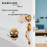 EASILOK 2*E2（1*brass E2+1*silver E2, SC Keyway) with Keyed Alike Combo, Twist to Lock Deadbolt Lock Keyless with Night Latch & Anti-Mislock Button