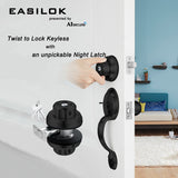 EASILOK 6*E2 with Keyed Alike Combo, Twist to Lock Deadbolt Lock Keyless with Night Latch & Anti-Mislock Button, Silver