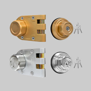 AIsecure 2*A9（1*brass+1*silver, Schlage keyway）Jimmy Proof Lock SC keyway, with Night Latch & Anti-Mislock Button ,brass