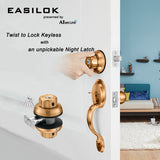 EASILOK E2 (Dimple keyway), Twist to Lock Deadbolt Lock Keyless with Night Latch & Anti-Mislock Button, Security Child Safety Lock, Brass